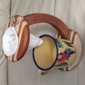 Colorful Parrot Bird Feeder with Wooden Stand